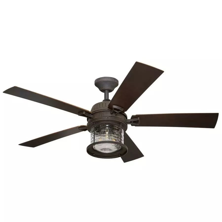 Allen + Roth Stonecroft 52-in Antique Bronze LED Indoor/Outdoor Residential Ceiling Fan With Light Kit Included And Remote Control Included (5-Blade) 4 Allen + Roth Stonecroft 52-in Antique Bronze LED Indoor/Outdoor Residential Ceiling Fan With Light Kit Included And Remote Control Included (5-Blade) - Image 4