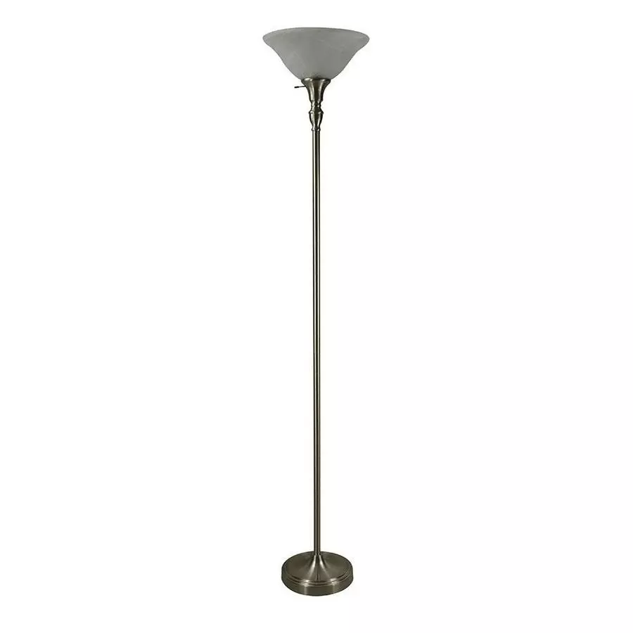 Allen + Roth Brushed Nickel Torchiere Lamp With Frosted White Glass 1 Allen + Roth Brushed Nickel Torchiere Lamp With Frosted White Glass