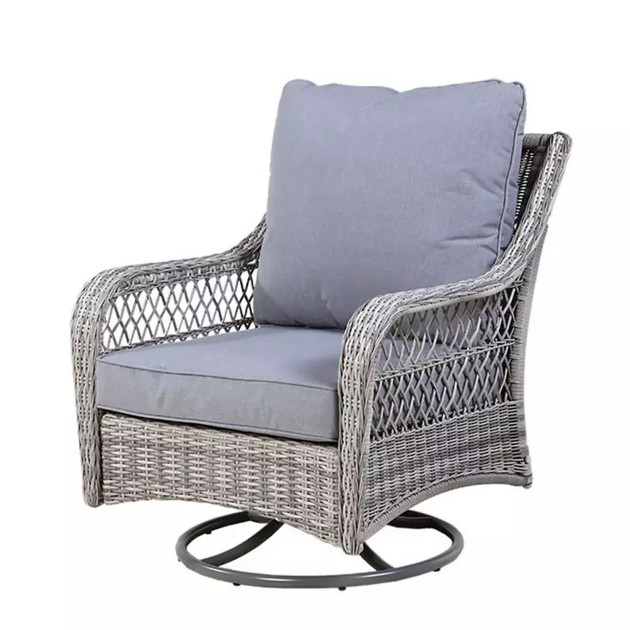 Allen + Roth Parkview Grey Wicker Swivel Patio Chair - Set Of 2 1 Allen + Roth Parkview Grey Wicker Swivel Patio Chair - Set Of 2