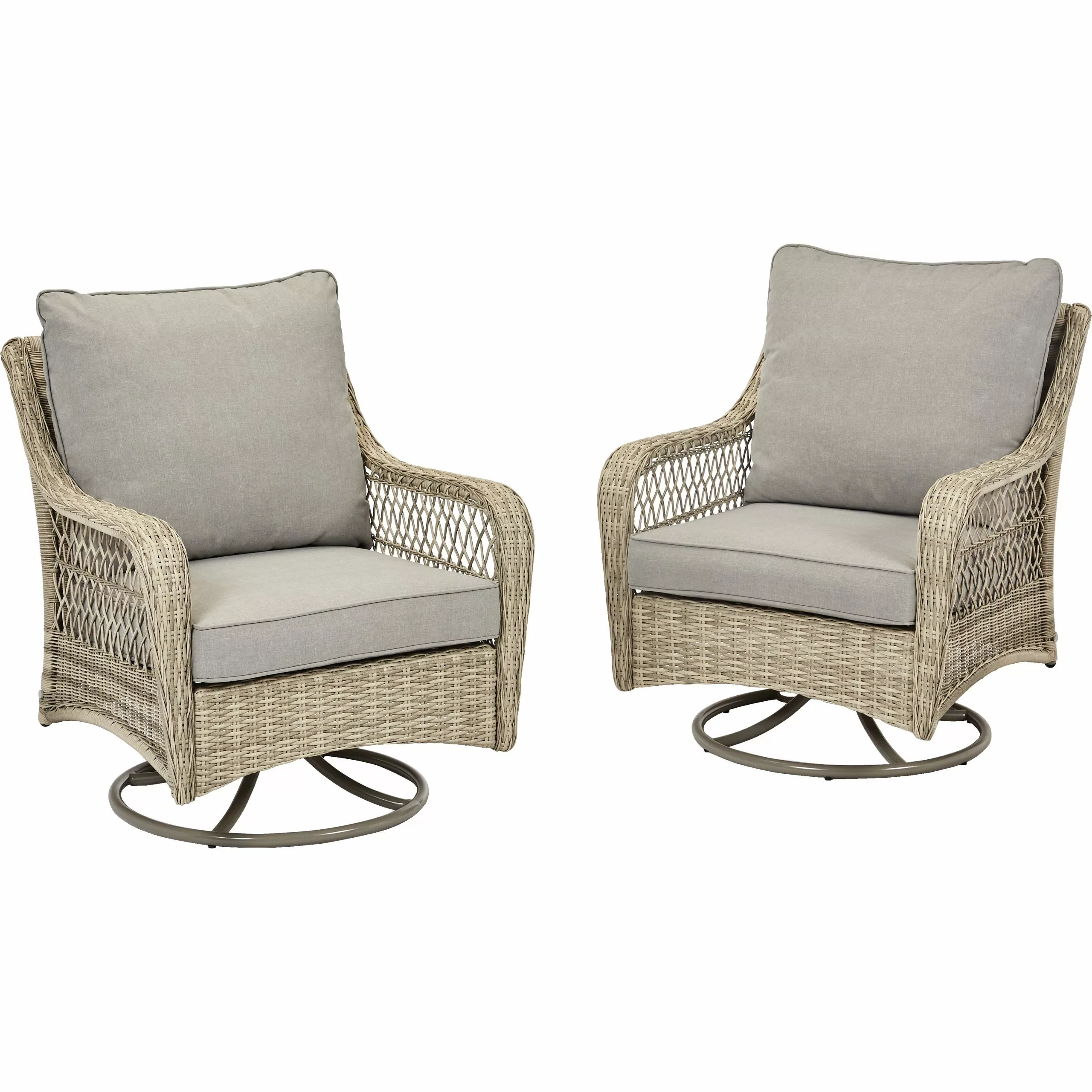 Allen + Roth Parkview Grey Wicker Swivel Patio Chair - Set Of 2 3 Allen + Roth Parkview Grey Wicker Swivel Patio Chair - Set Of 2 - Image 3