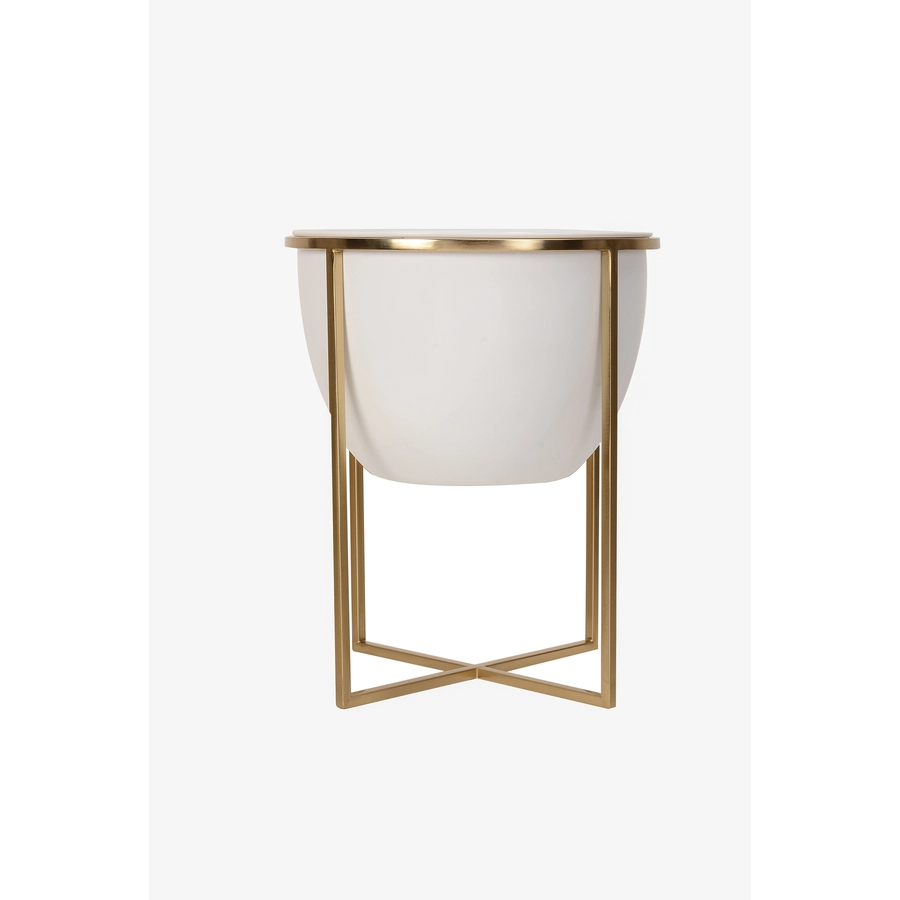 Allen + Roth Planter With Stand - 12.4-in X 15.2-in - White And Gold 2 Allen + Roth Planter With Stand - 12.4-in X 15.2-in - White And Gold - Image 2