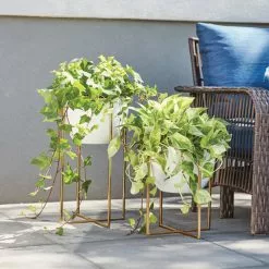 Allen + Roth Planter With Stand - 12.4-in X 15.2-in - White And Gold 17 Allen + Roth Planter With Stand - 12.4-in X 15.2-in - White And Gold -Allen + Roth Shop 884059 AlternateImage1