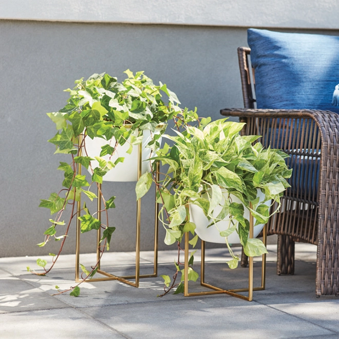 Allen + Roth Planter With Stand - 12.4-in X 15.2-in - White And Gold 9 Allen + Roth Planter With Stand - 12.4-in X 15.2-in - White And Gold - Image 9