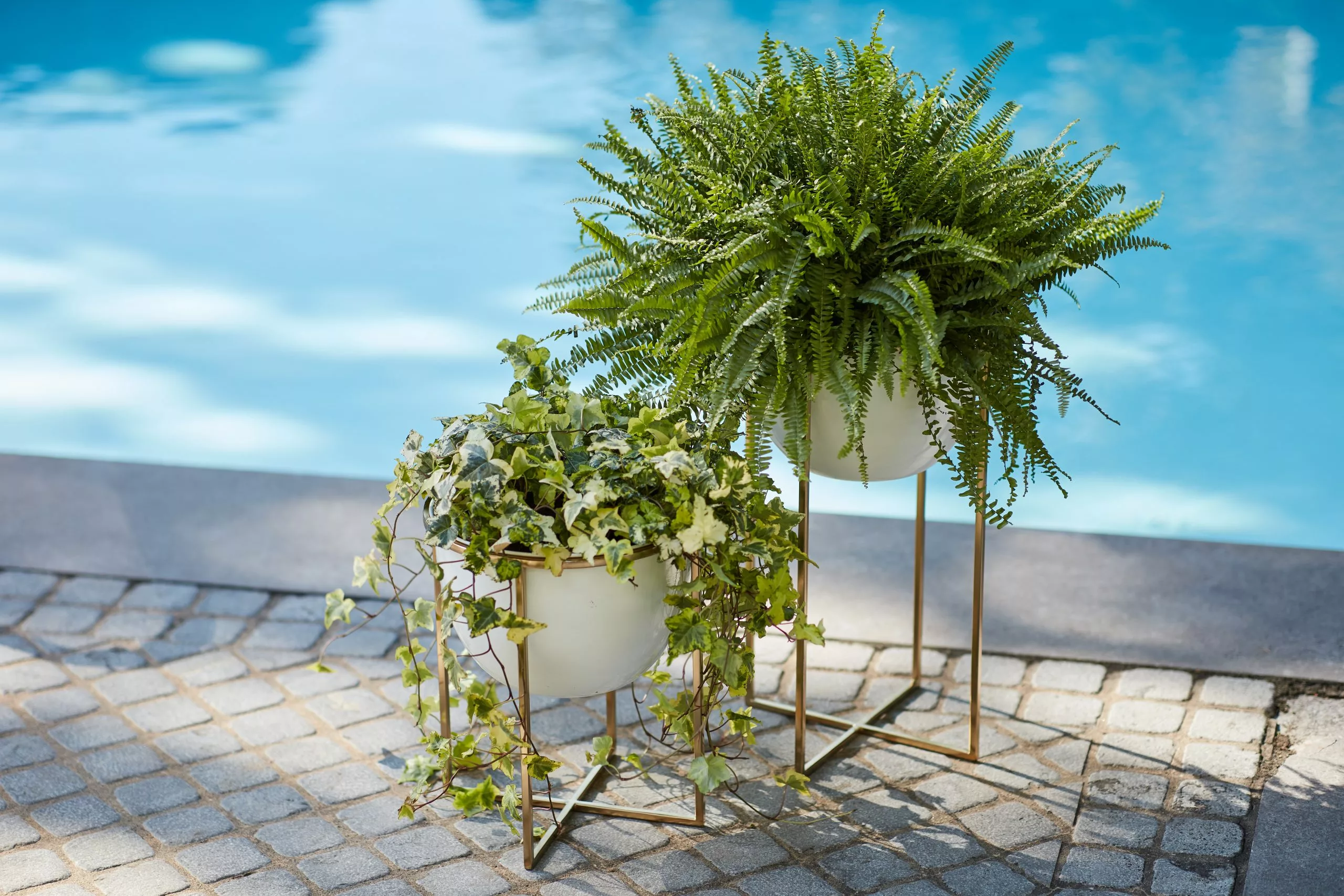 Allen + Roth Planter With Stand - 12.4-in X 15.2-in - White And Gold 1 Allen + Roth Planter With Stand - 12.4-in X 15.2-in - White And Gold