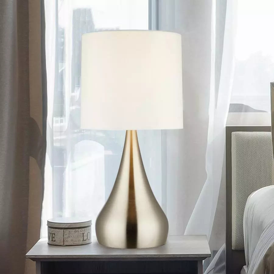 ALLEN + ROTH Catalina 18-in Brushed Nickel With White Shade Teardrop Table Lamp (2 Pack) 1 ALLEN + ROTH Catalina 18-in Brushed Nickel With White Shade Teardrop Table Lamp (2 Pack)