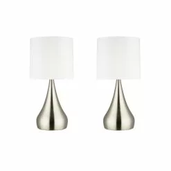 ALLEN + ROTH Catalina 18-in Brushed Nickel With White Shade Teardrop Table Lamp (2 Pack) 7 ALLEN + ROTH Catalina 18-in Brushed Nickel With White Shade Teardrop Table Lamp (2 Pack) -Allen + Roth Shop 887879 12158340 001