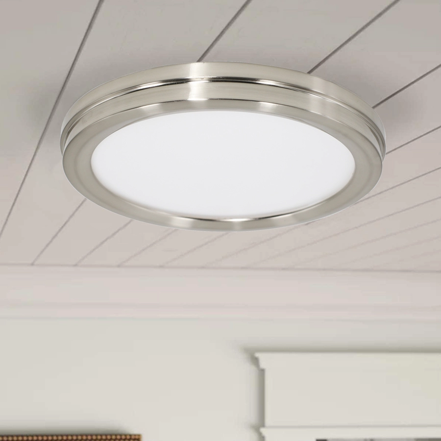 Allen + Roth 2PK 14-in Round Flush Mount-BN Finish 1 Allen + Roth 2PK 14-in Round Flush Mount-BN Finish