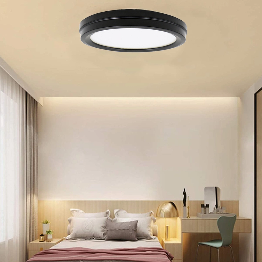 Allen + Roth 2PK 14-in Round Flush Mount-Black Finish 4 Allen + Roth 2PK 14-in Round Flush Mount-Black Finish - Image 4