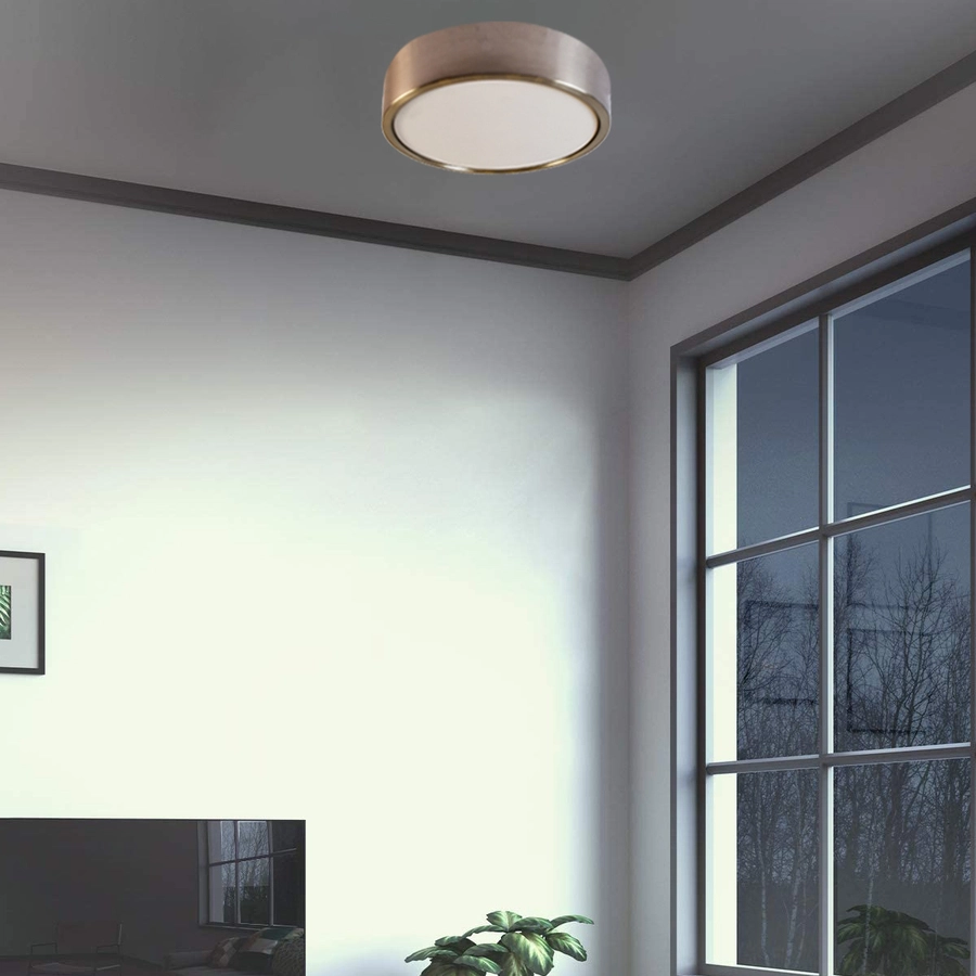 Allen + Roth 1PK 14-in Circle Flush Mount-Brush Nickel 2 Allen + Roth 1PK 14-in Circle Flush Mount-Brush Nickel - Image 2