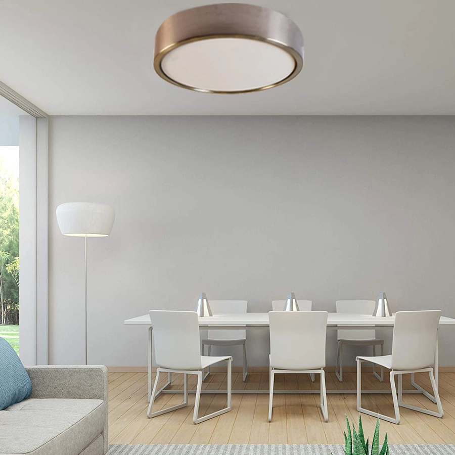 Allen + Roth 1PK 14-in Circle Flush Mount-Brush Nickel 1 Allen + Roth 1PK 14-in Circle Flush Mount-Brush Nickel