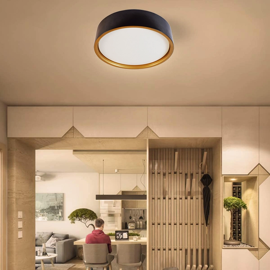 Allen + Roth 1PK 14-in CCT Circle Flush Mount-Matte Black 4 Allen + Roth 1PK 14-in CCT Circle Flush Mount-Matte Black - Image 4