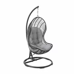 Allen + Roth Cresley Black Steel And Wicker Hanging Patio Chair With Grey Cushion 16 Allen + Roth Cresley Black Steel And Wicker Hanging Patio Chair With Grey Cushion -Allen + Roth Shop 901131 15699345 001