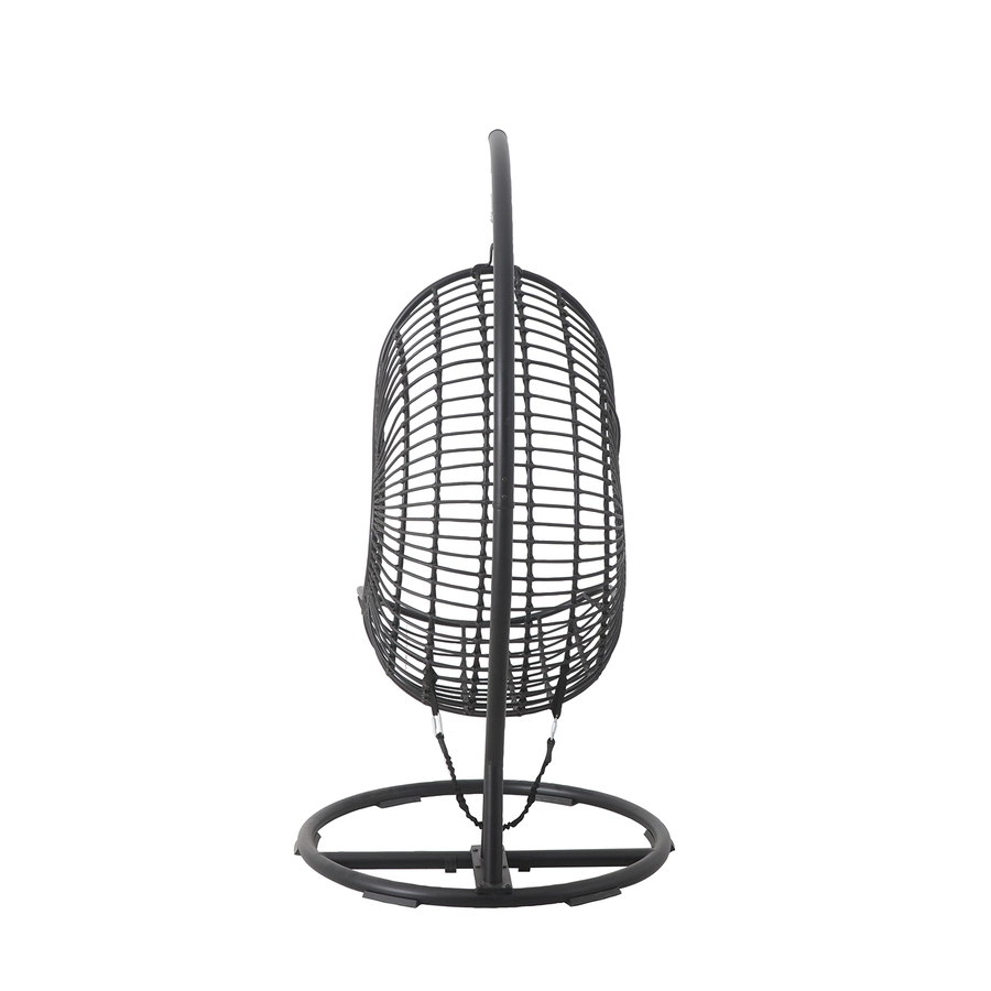 Allen + Roth Cresley Black Steel And Wicker Hanging Patio Chair With Grey Cushion 1 Allen + Roth Cresley Black Steel And Wicker Hanging Patio Chair With Grey Cushion