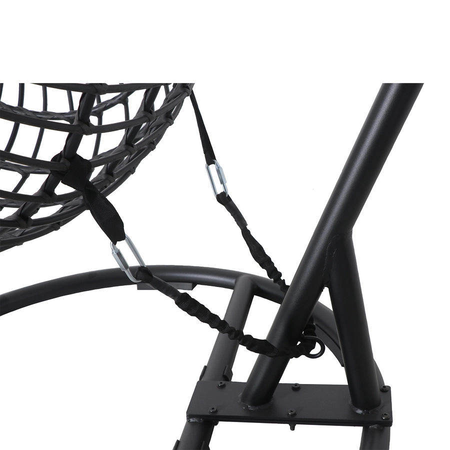 Allen + Roth Cresley Black Steel And Wicker Hanging Patio Chair With Grey Cushion 2 Allen + Roth Cresley Black Steel And Wicker Hanging Patio Chair With Grey Cushion - Image 2