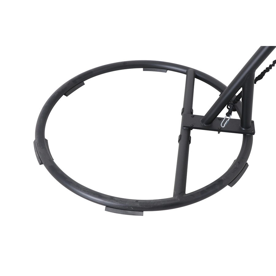 Allen + Roth Cresley Black Steel And Wicker Hanging Patio Chair With Grey Cushion 3 Allen + Roth Cresley Black Steel And Wicker Hanging Patio Chair With Grey Cushion - Image 3