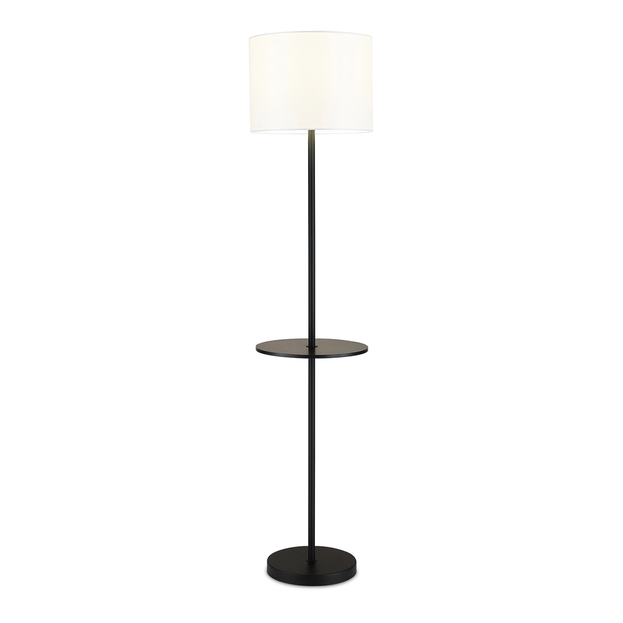 Allen + Roth 58-in Matte Black Floor Lamp With Shelf And White Fabric Shade 2 Allen + Roth 58-in Matte Black Floor Lamp With Shelf And White Fabric Shade - Image 2