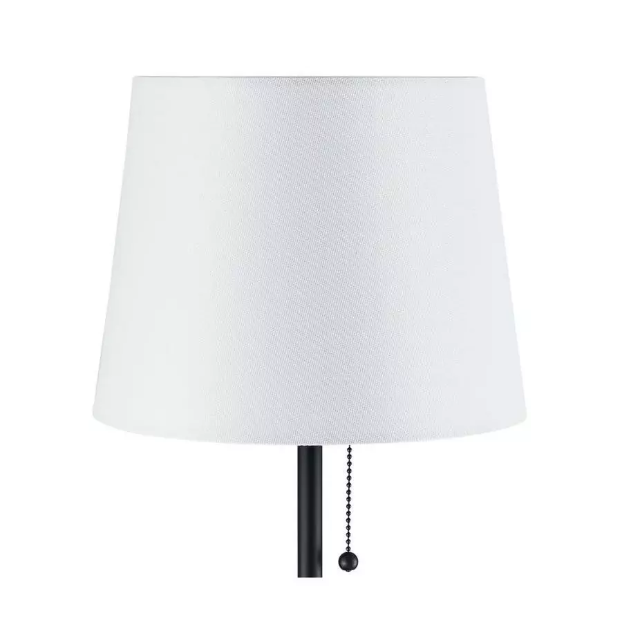 Allen + Roth 20-in 2PCS Painted Black Table Combo Set With White Linen Shades 5 Allen + Roth 20-in 2PCS Painted Black Table Combo Set With White Linen Shades - Image 5