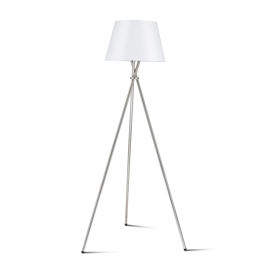 Allen + Roth 59-inH Plated Sickle Tripod Floor Lamp With White Linen Shade 1 Allen + Roth 59-inH Plated Sickle Tripod Floor Lamp With White Linen Shade
