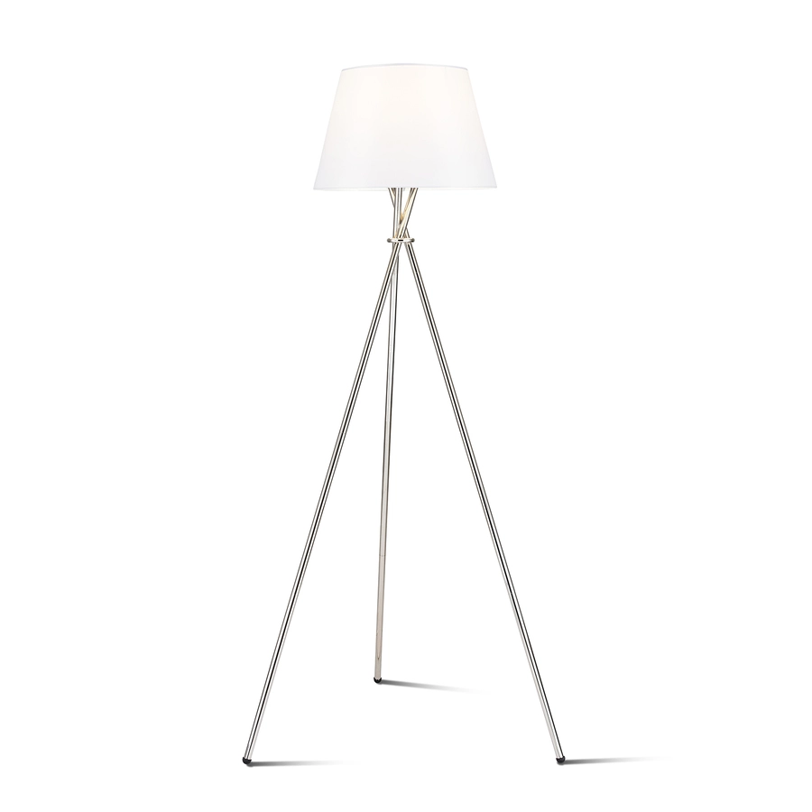 Allen + Roth 59-inH Plated Sickle Tripod Floor Lamp With White Linen Shade 4 Allen + Roth 59-inH Plated Sickle Tripod Floor Lamp With White Linen Shade - Image 4