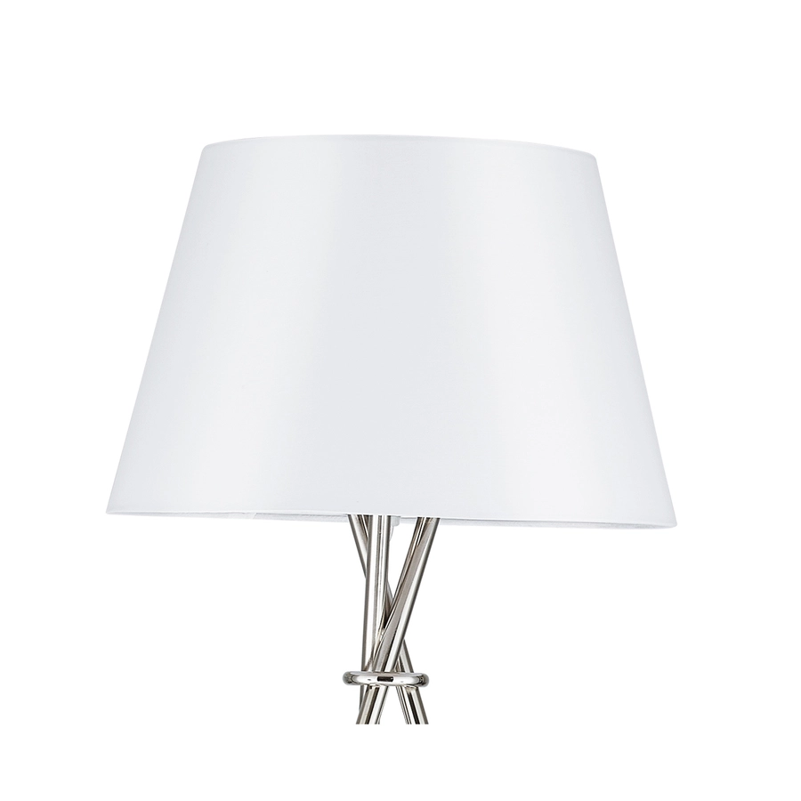 Allen + Roth 59-inH Plated Sickle Tripod Floor Lamp With White Linen Shade 3 Allen + Roth 59-inH Plated Sickle Tripod Floor Lamp With White Linen Shade - Image 3