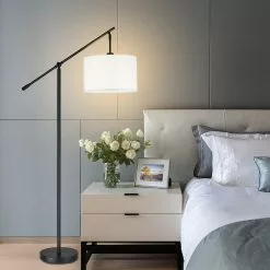 Allen + Roth 60-inH Painted Black Over The Sofa Floor Lamp With White Linen Shade 14 Allen + Roth 60-inH Painted Black Over The Sofa Floor Lamp With White Linen Shade -Allen + Roth Shop 910003 44066816