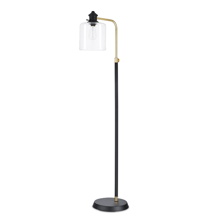 Allen + Roth 58-inH Painted Black With Antique Brass Down Bridge Floor Lamp With Clear Glass Shade 2 Allen + Roth 58-inH Painted Black With Antique Brass Down Bridge Floor Lamp With Clear Glass Shade - Image 2