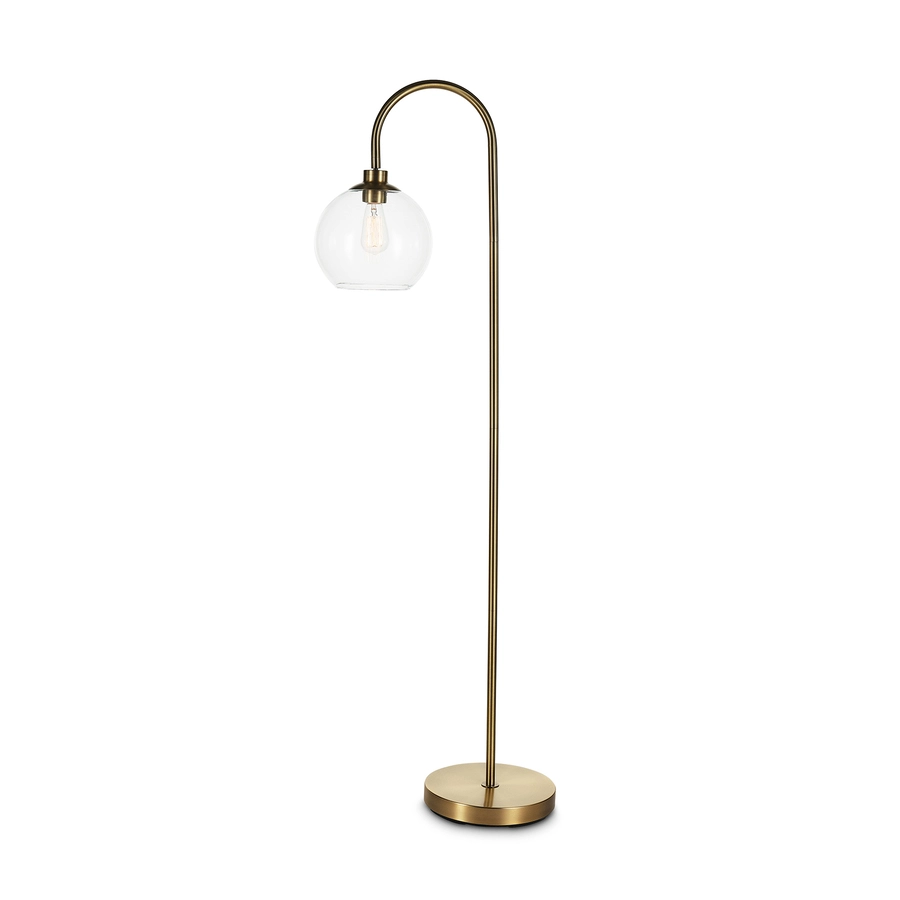 Allen + Roth 59.5-in Antique Brass Floor Lamp With Clear Glass Ball Down 4 Allen + Roth 59.5-in Antique Brass Floor Lamp With Clear Glass Ball Down - Image 4