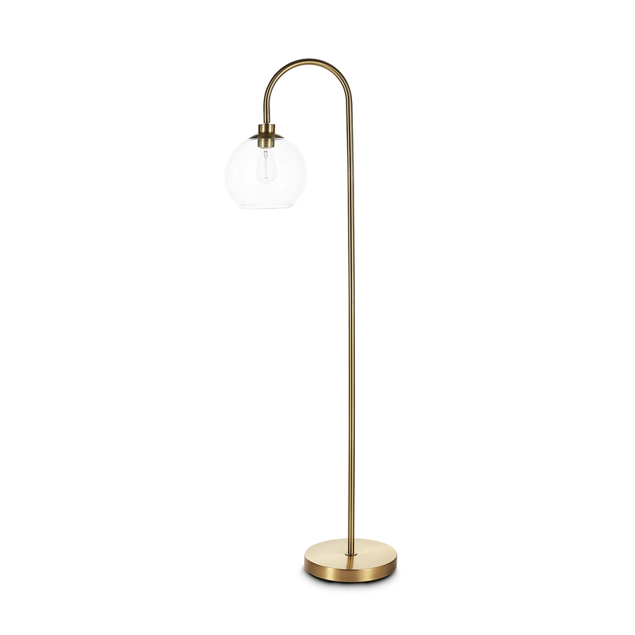 Allen + Roth 59.5-in Antique Brass Floor Lamp With Clear Glass Ball Down 3 Allen + Roth 59.5-in Antique Brass Floor Lamp With Clear Glass Ball Down - Image 3