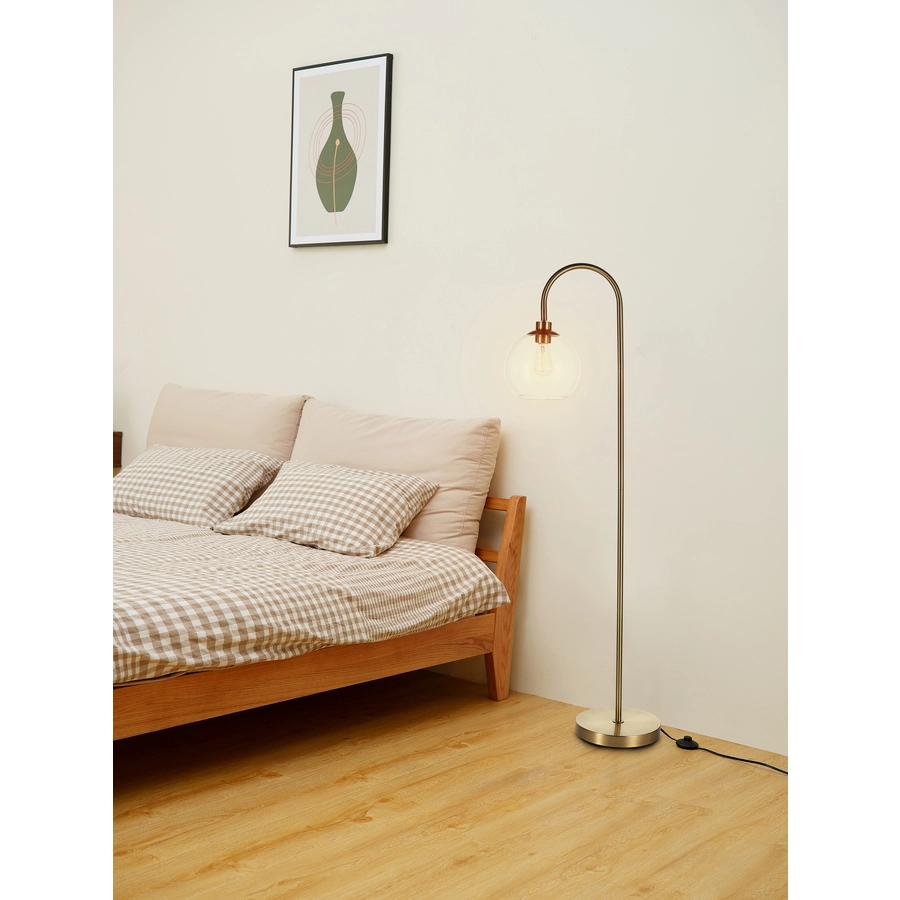 Allen + Roth 59.5-in Antique Brass Floor Lamp With Clear Glass Ball Down 5 Allen + Roth 59.5-in Antique Brass Floor Lamp With Clear Glass Ball Down - Image 5