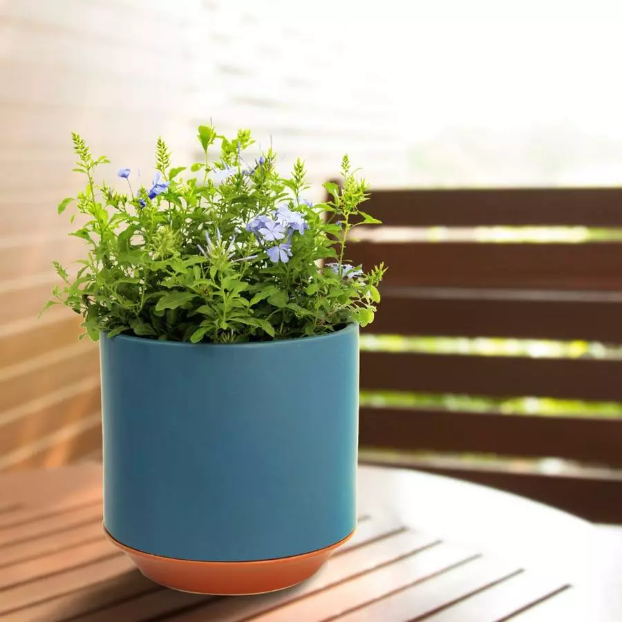 Allen + Roth 1-Pack 8 X 7.7 Navy Ceramic Planter 2 Allen + Roth 1-Pack 8 X 7.7 Navy Ceramic Planter - Image 2