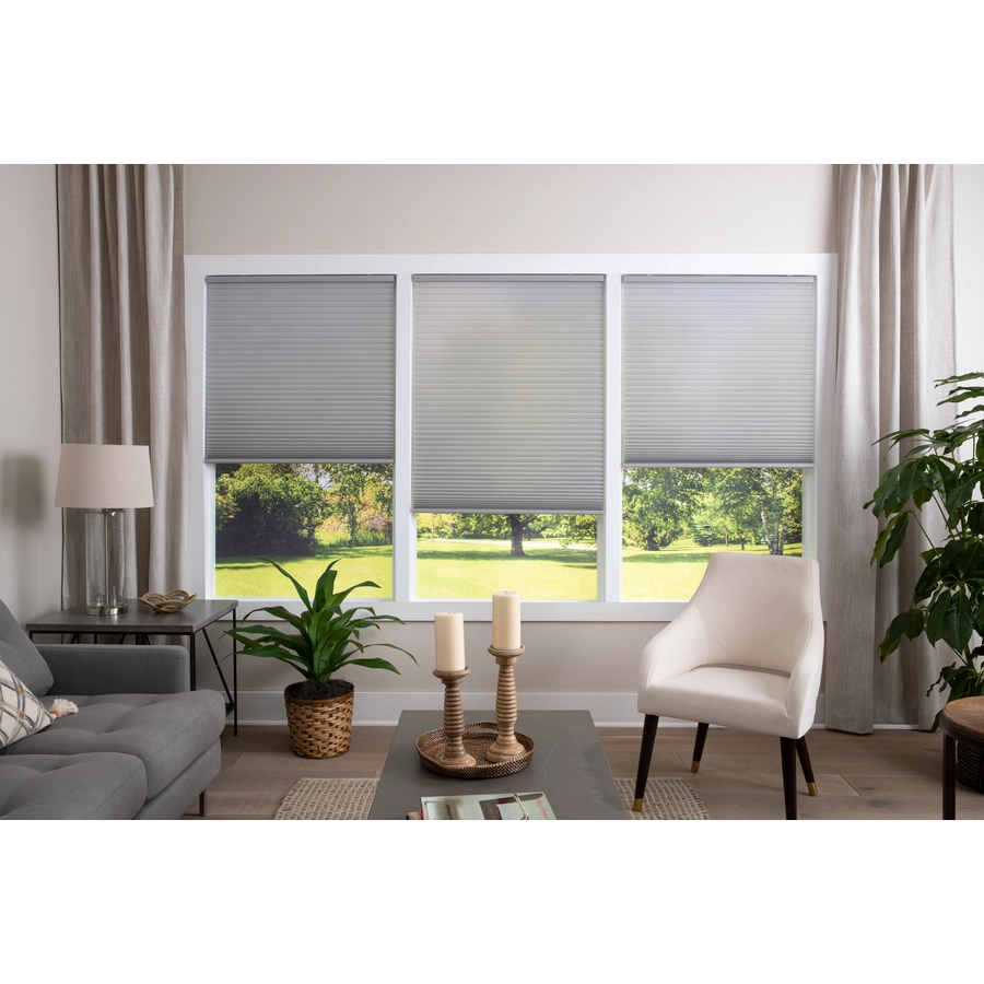 Allen + Roth Light Filtering 1-in Cordless Cellular Shade - 39-in W X 64-in H - Grey 4 Allen + Roth Light Filtering 1-in Cordless Cellular Shade - 39-in W X 64-in H - Grey - Image 4
