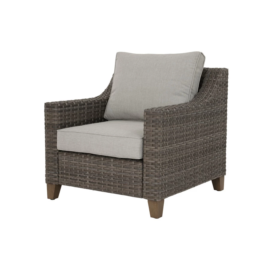 Allen + Roth Castlefield Brown Wicker Patio Chair With Grey Cushion 1 Allen + Roth Castlefield Brown Wicker Patio Chair With Grey Cushion